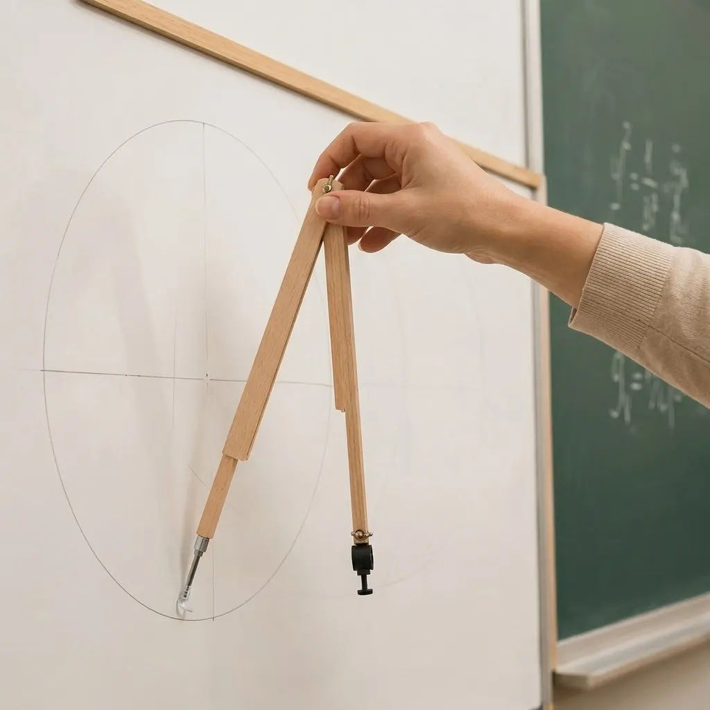 Educational Wooden Teaching Compass Adjustable Radius 120 Cm Diameter Precision Drafting Tool for Blackboard Whiteboard Math