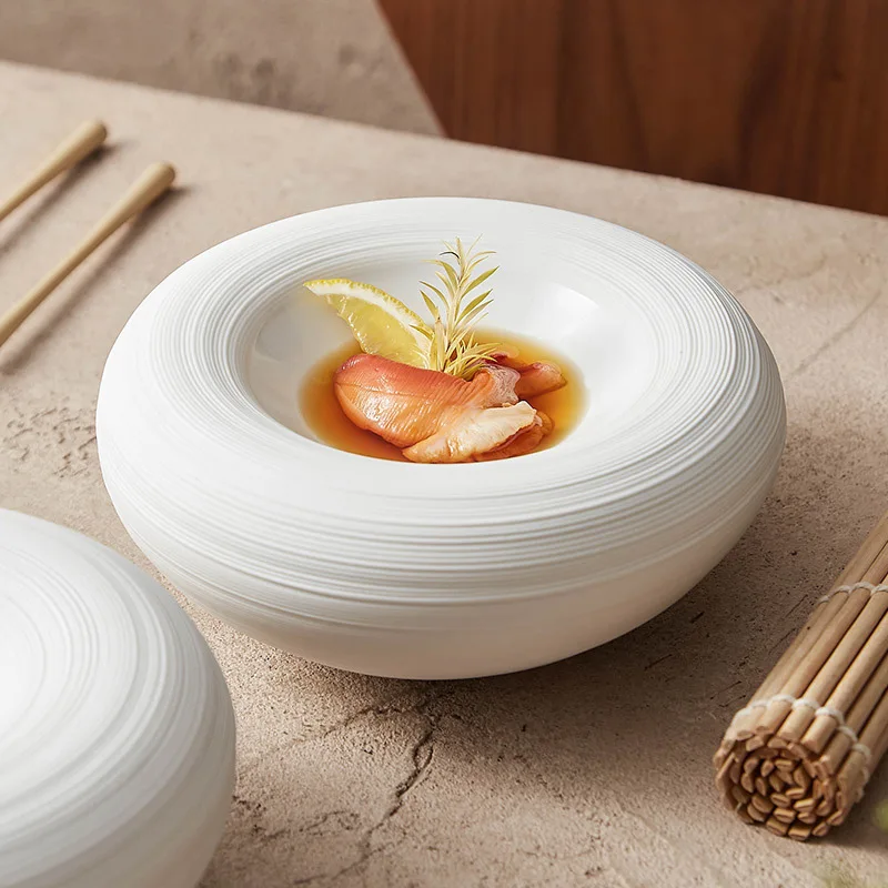 Ceramic Lined Plates for Home Use, Creative Double-layer Insulated Plates, White Thick Soup Plates, Commercial Circular Plates