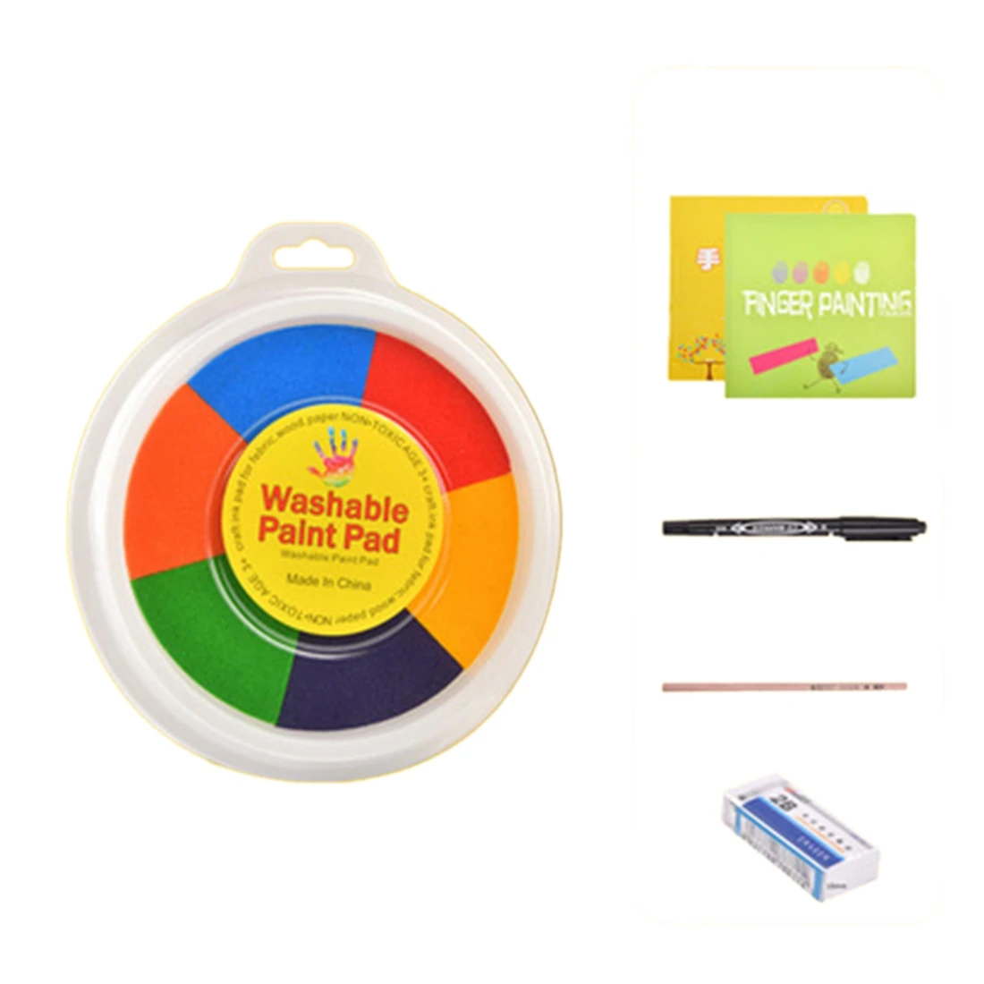 Kit de almohadilla de pintura de dedo divertida para niños, manualidades de pintura DIY, lavable, herramienta de barro educativa, libro de dibujo, 6 colores