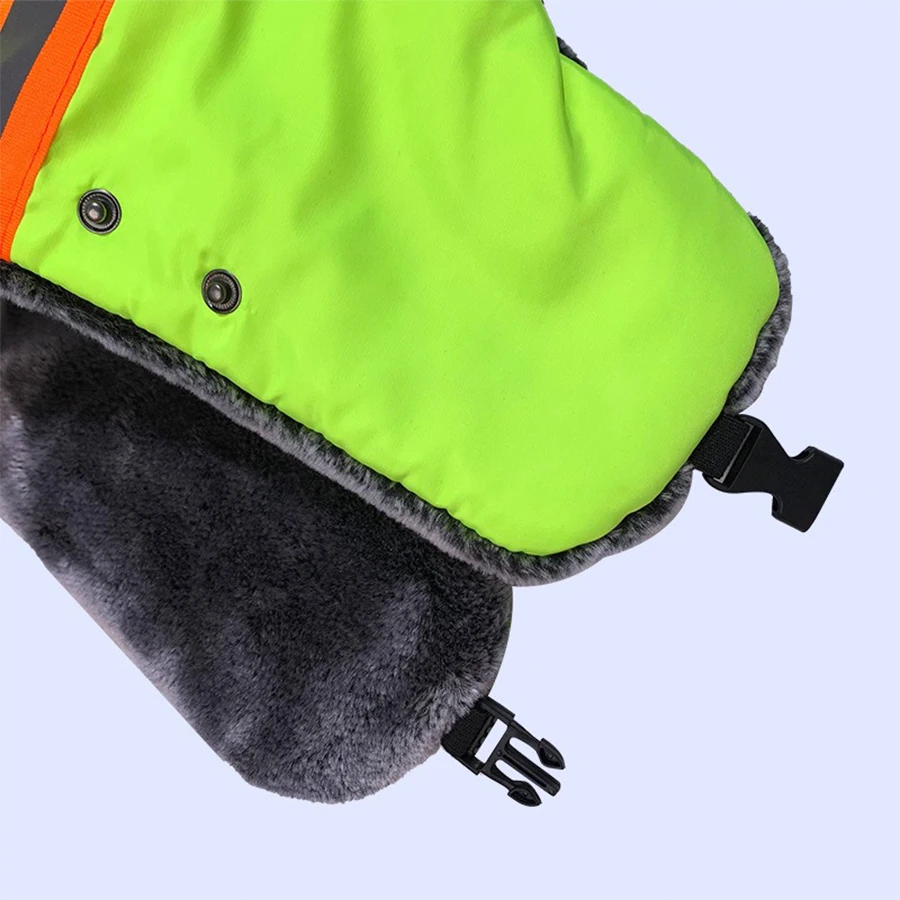 Winter-Trapper-Mütze mit Ohrenklappen in Orange und fluoreszierendem Grün, reflektierende Mütze für Arbeiten im Freien, Jagd, Skifahren – Detail 4