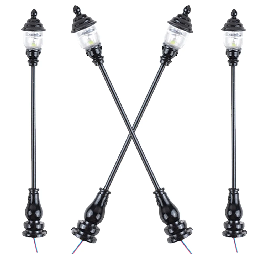 4 Pcs Model Garden Light Park Lamp Miniature Street Miniatures Small Decor Room for Bedroom