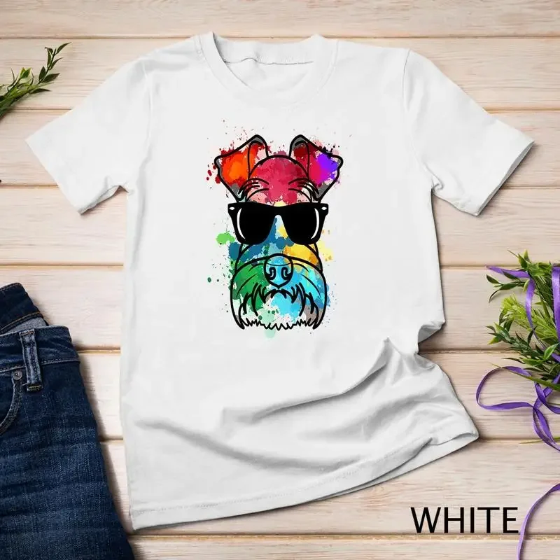 Water color Miniature Schnauzer Cute Dog Paint Splat Gift Unisex T shirt
