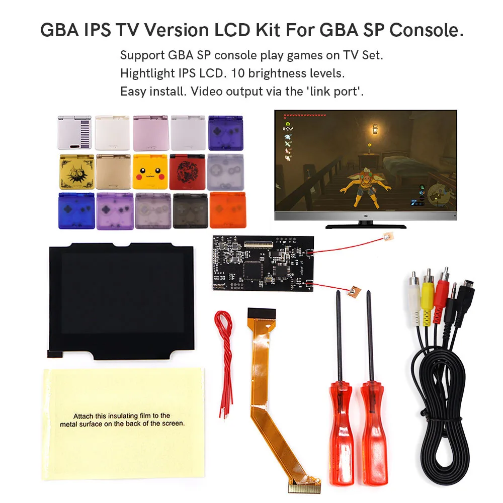 

V3 TV Version DIY 3.19 Inch Screen GBA SP IPS backlight LCD display TV Function with Video AV cable for Game Boy Advance SP