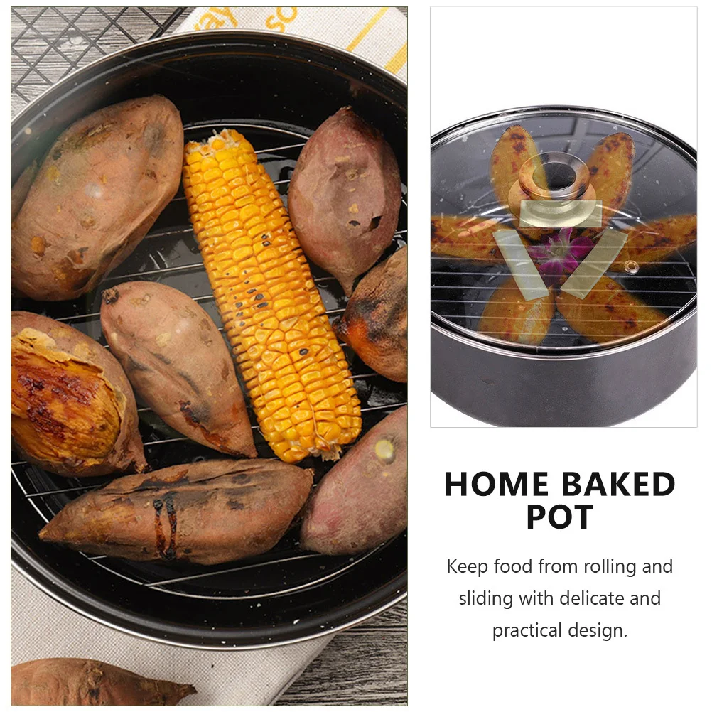 

1Set Roasted Sweet Potato Pot Food Grade Cast Iron Even Heat Roasting Pot Household Kitchen Baked Corn Chicken Wings