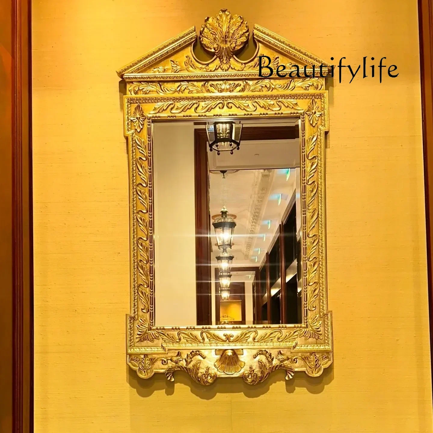 V BBFrench Villa Luxury Entrance Fireplace Decorative Mirror American Bedroom Wall Hanging Makeup, Bathroom Mirror