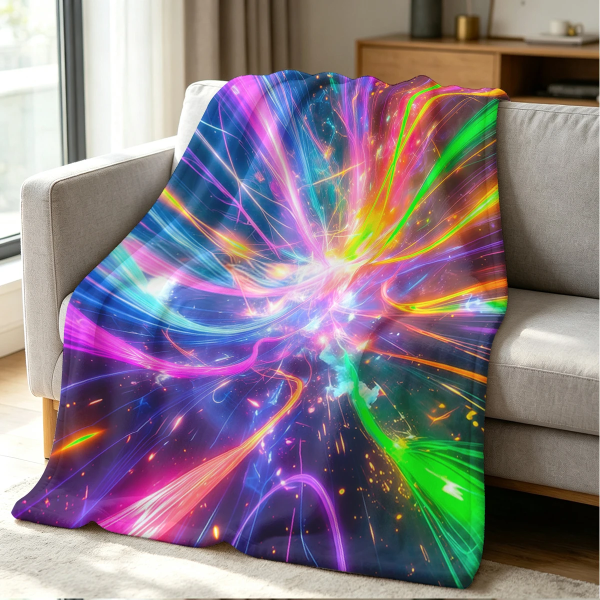 Cosmic Burst Blanket Soft Cozy Throw for Sofa Bed Festive Holiday Decor Gift for Kids and Adults,Lightweight and Warm