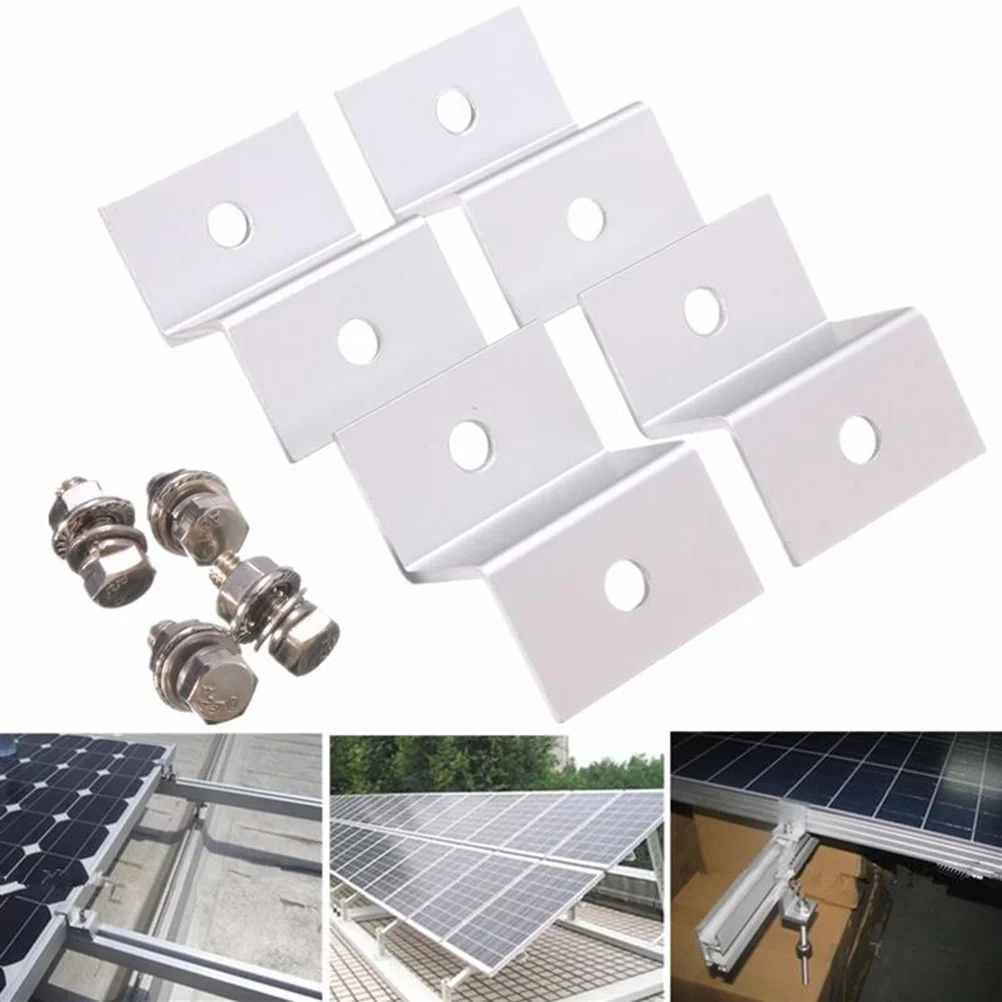 

4Pcs Solar Panel Support Brackets with Pre Drilled Holes Aluminum Structure for Rv Shed Garage Roof Installation Quick