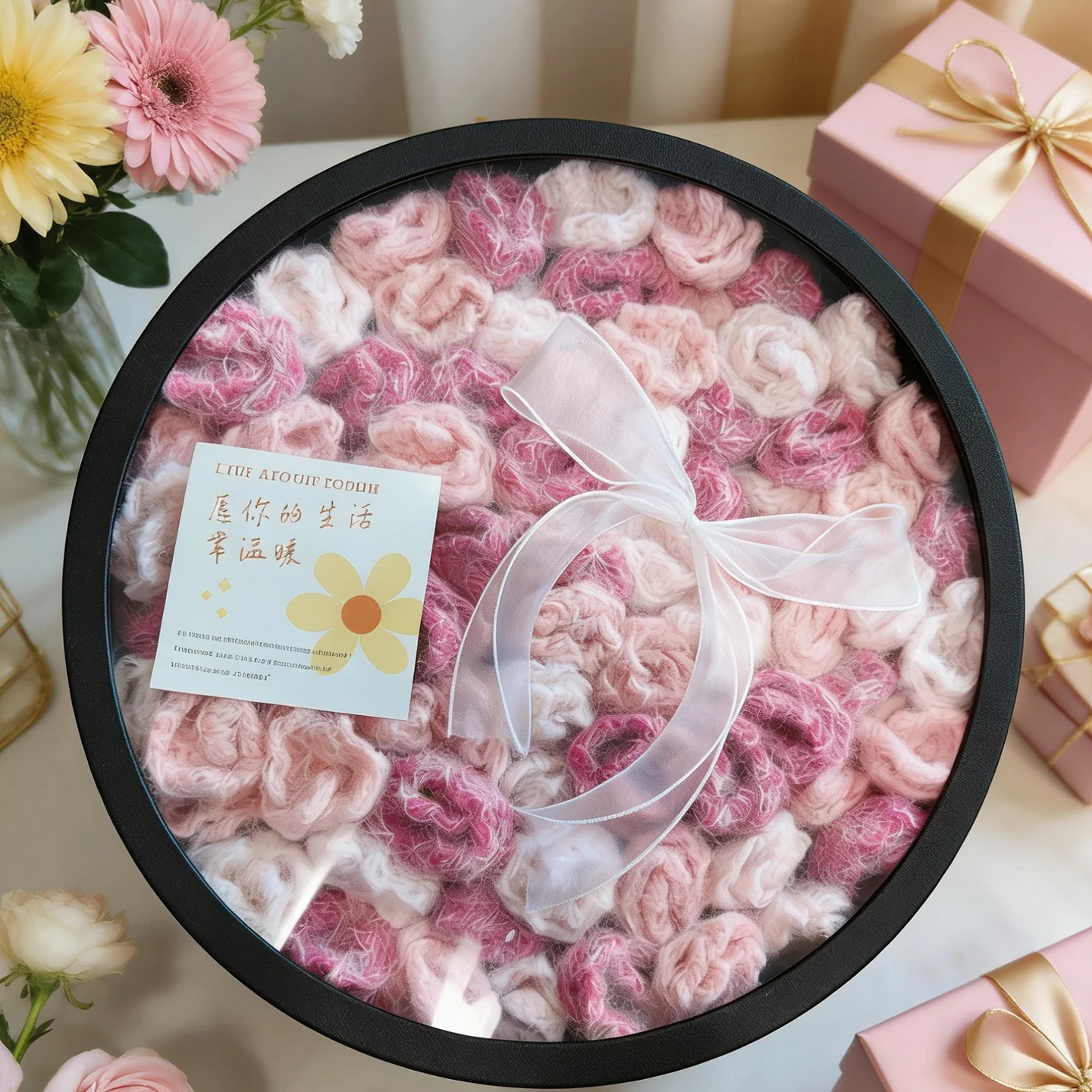 

Большая круглая черная подарочная коробка для букета роз, пустая коробка для упаковки цветов и пледов, подарок для лучшей подруги.