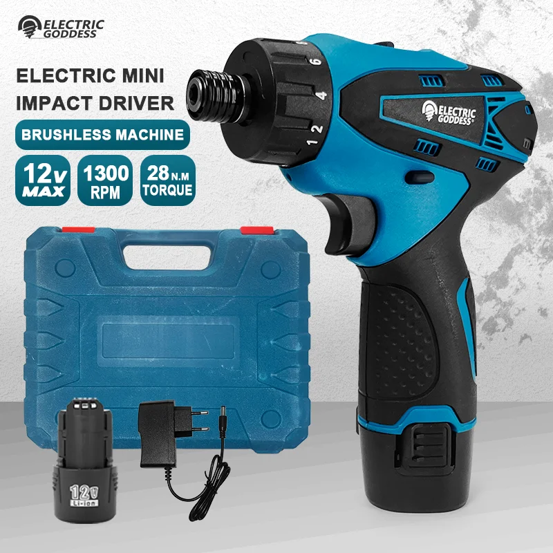 

12V Electric Goddess Brushless Multifunction Electric Drill MINI Electric Screwdriver Cordless Multifunction Speed Driver Set