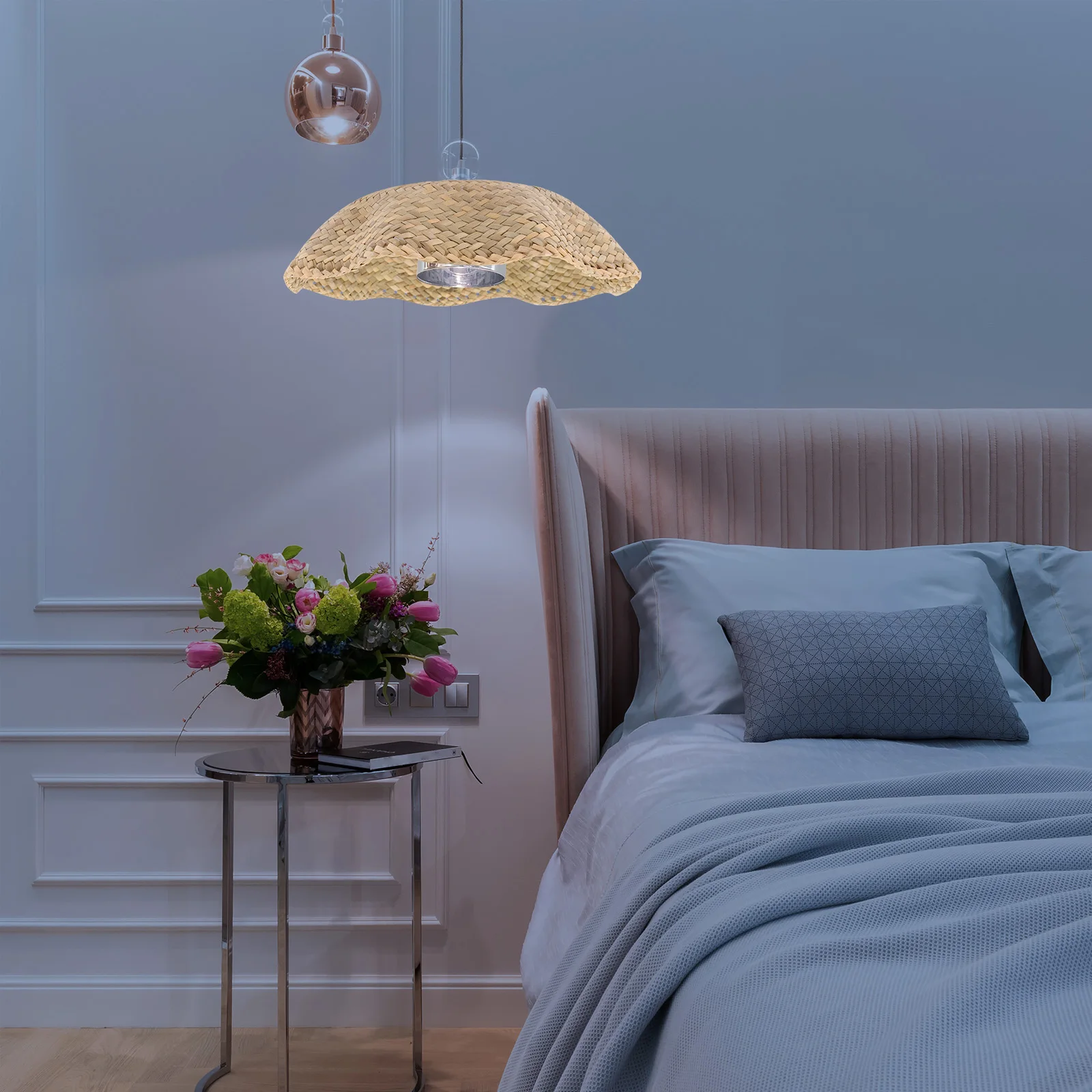 

Bamboo Lantern Lampshade Woven Straw Rattan Shades Hanging Country Decor Mini Chandelier Bedroom Garden Office Soften