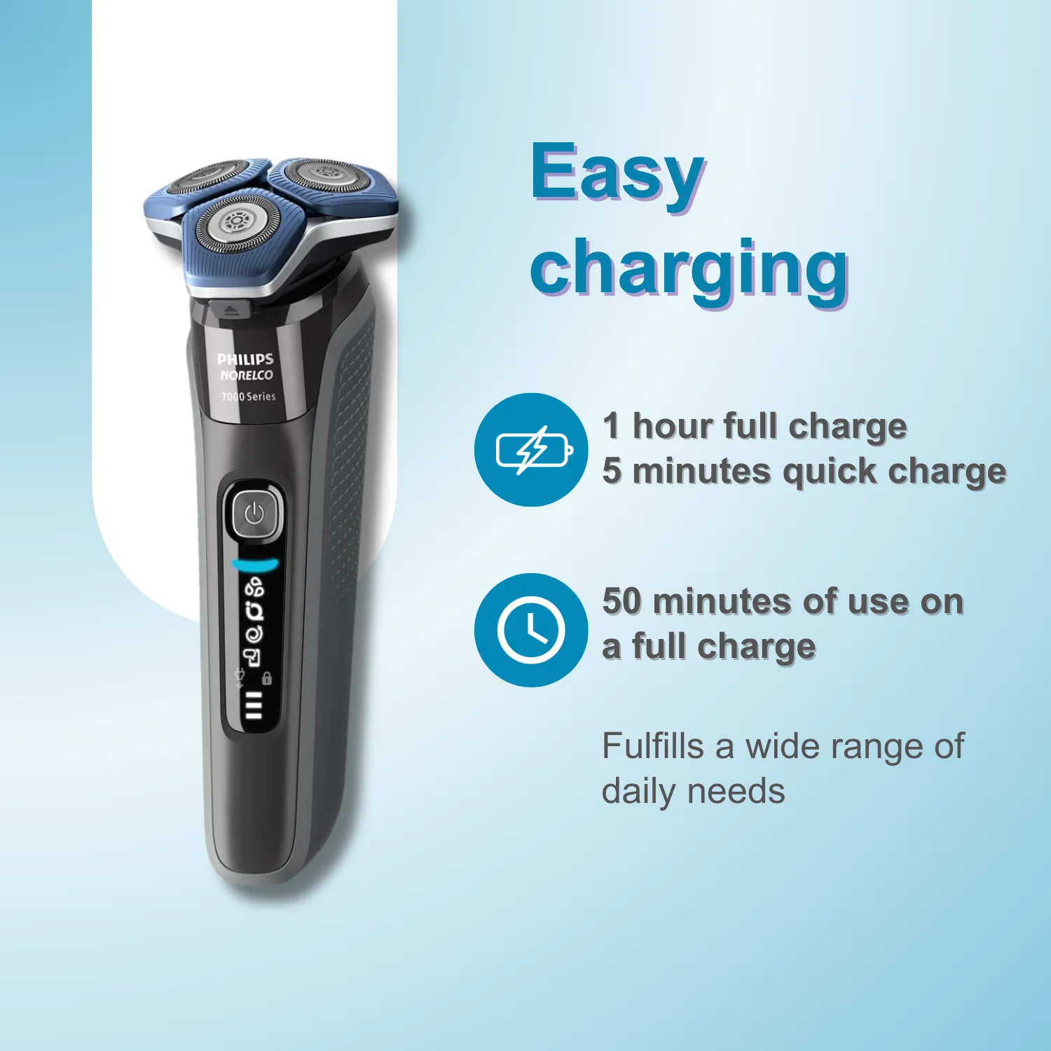 ماكينة حلاقة فيليبس نوريلكو سلسلة 5000X X5004، رطبة وجافة، ماكينة تشذيب واحدة، طلاء واقٍ من SkinGlide، 360 درجة °   رؤوس مرنة