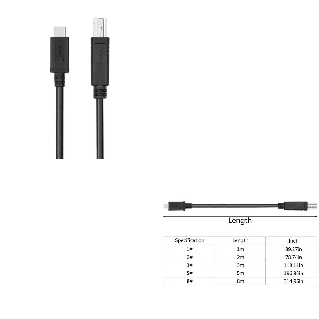 USB Printer Cord Type B to Type C Host for Cellphone External Hard Drive,Scanner