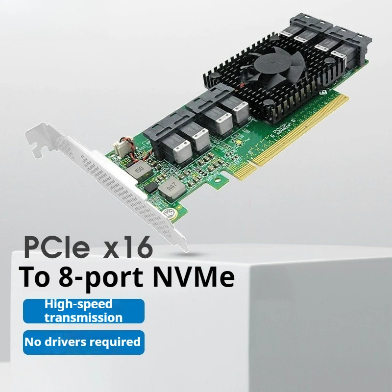 

PCIex16 8-port U.2NVMe solid-state adapter card PLX8749 master control, supports hot-swappable