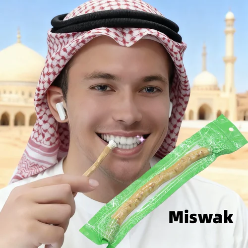 Imagen 2 del producto Cepillo de dientes Natural Miswak sellado al vacío sabor Natural palo de cepillo de dientes tradicional Peelu para encías saludables dientes aliento más fresco
