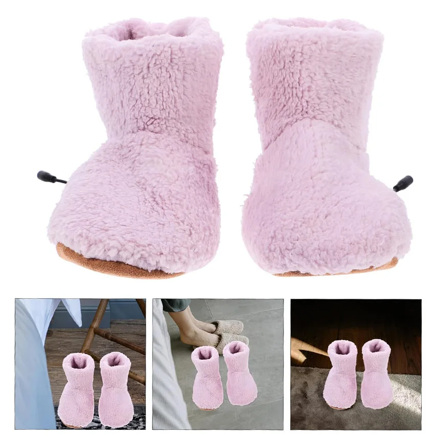 

Winter USB Electric Heating Washable Shoes for Women Men Couples Home Warm Plush Footwear Anti-Slip Fast Heating Heated Shoes