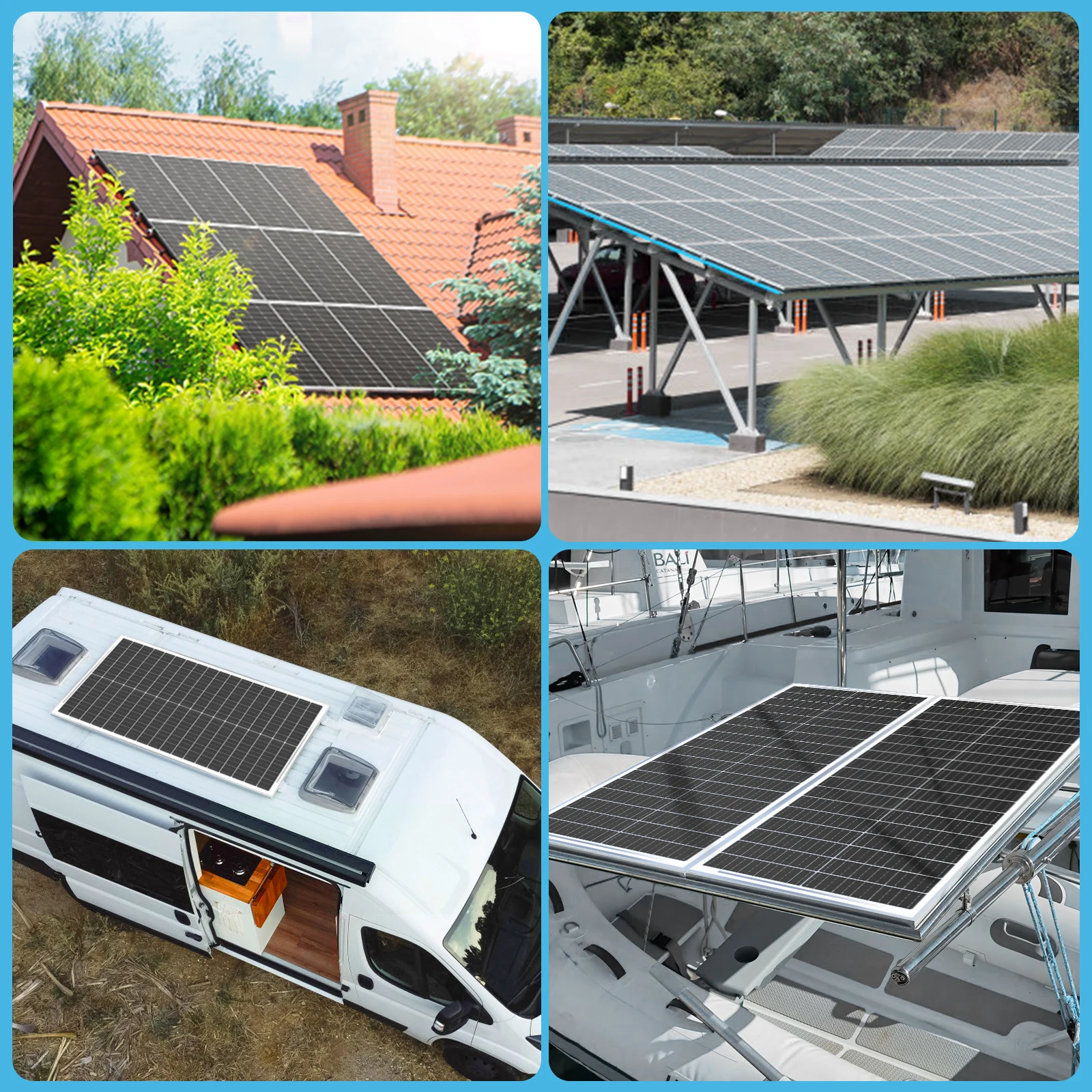 WERCHTAY 100 واط 12 فولت 12BB الخلايا الشمسية لوحة طاقة شمسية أحادية البلورية عالية الكفاءة وحدة الطاقة الشمسية شحن البطارية لمقطورة RV #6