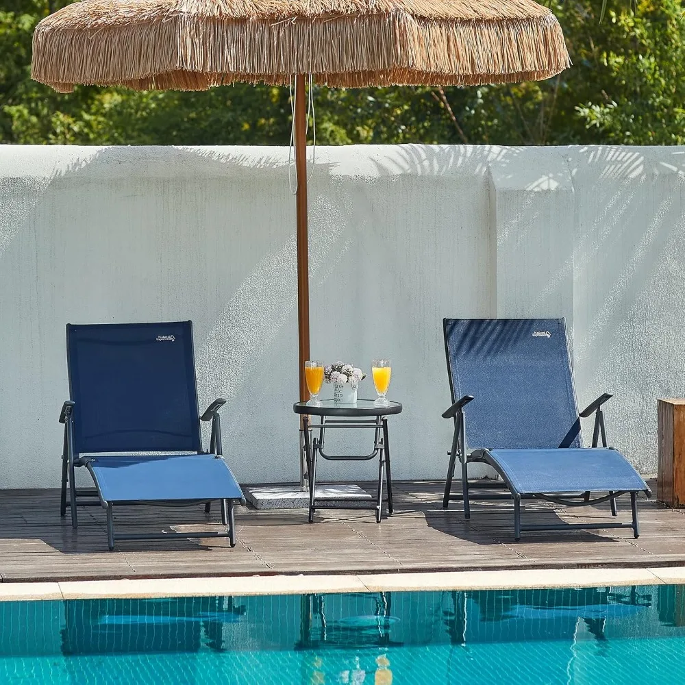 

Outdoor Chaise Lounge Chairs for Outside, Aluminum Patio Lounger Pool Furniture Adjustable Folding Recliner Chair for Beach