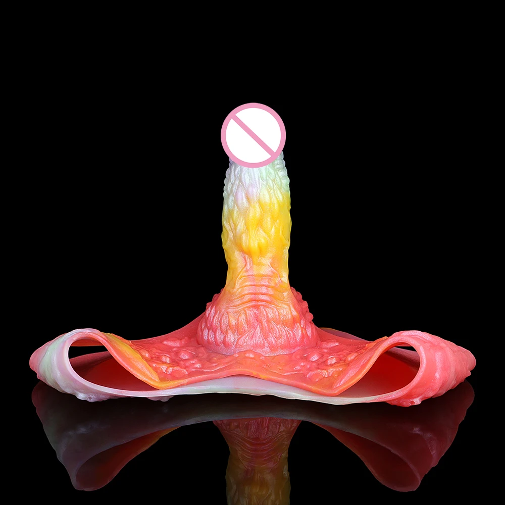 SHAZ Noszone na ciele nakładki na penisa z serii Monster, ażurowe slipy z dildo dla mężczyzn, silikonowy przedłużacz penisa, nakładka na penisa, zabawki erotyczne dla dorosłych