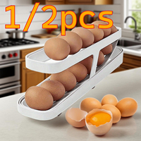 Automatic Scrolling Egg Rack Holder Storage Box Egg Basket Container Organizers Rolldown Refrigerator Eggs Dispenser For Kitchen