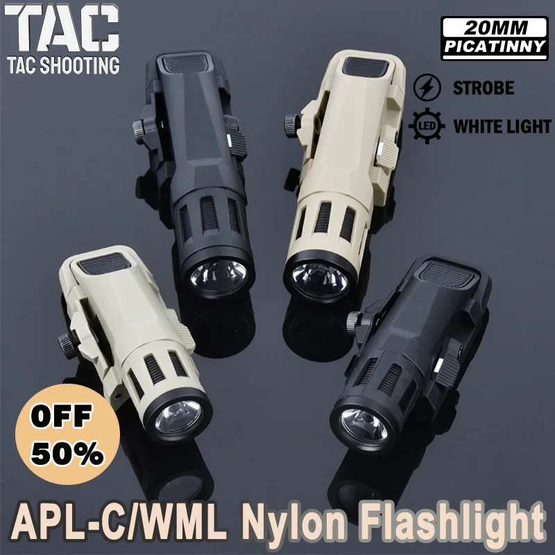 WML APL-C Nylon Plastic Airsoft Weapon Tactical Flashlight Suitable For 20mm Picatinny Rail Hunting White Reconnaissance Light