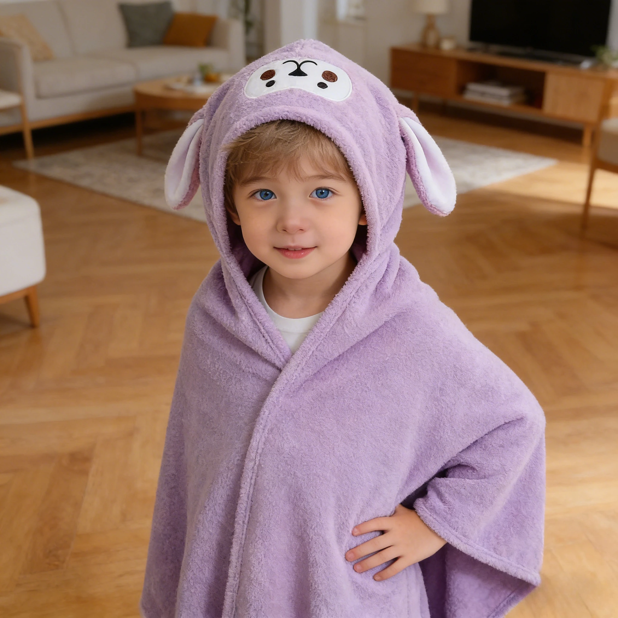 Super Absorbent Quick Dry Towel Coral Fleece Hooded for Children Cartoon Cape Baby Bathroom After Swim Wrap Set