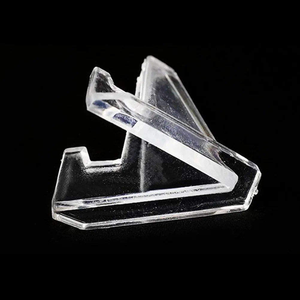 10Pcs Premium Acrylic Triangle Coin Display Rack Small Tabletop Easel for Collectibles Badges Pictures Miniatures Decorative