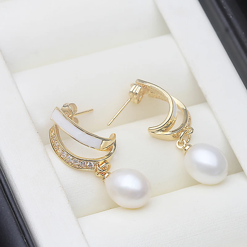 

Vintage Natural Fresh Water Pearl Earrings 925 Silver,White Pearl Drop Earrings Wife Mother Brithday Gift White Black Wholesale