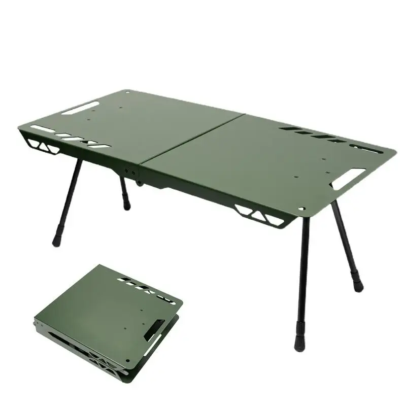 Foldable Camping Table Adjustable Metal Small Table Portable Table with Retractable Legs for Barbecues Lightweight Table for Car