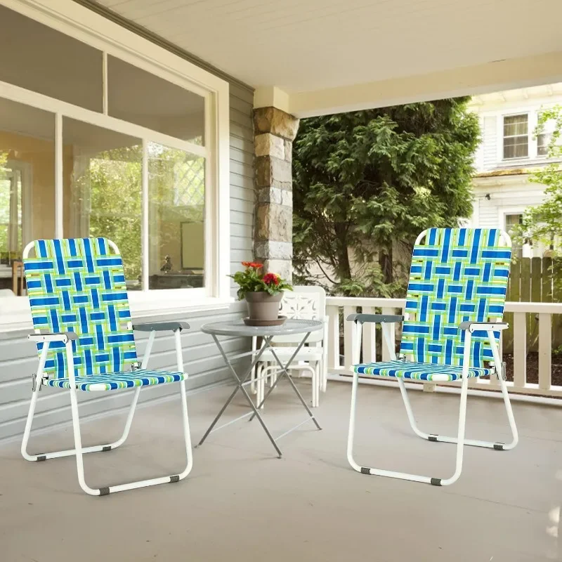 

VINGLI Patio Lawn Webbed Folding Chairs Set of 2, Outdoor Beach Portable Lawn Chair Camping Chair Beach Chair for Yard, Garden