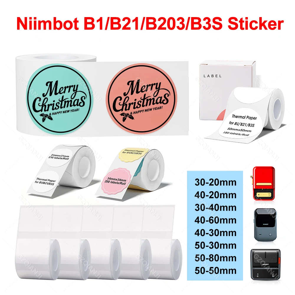 Niimbot Official Label Paper Roll Round White Transparent Sticker Paper Rolls for B21 B1 B203 Label Machine Printer