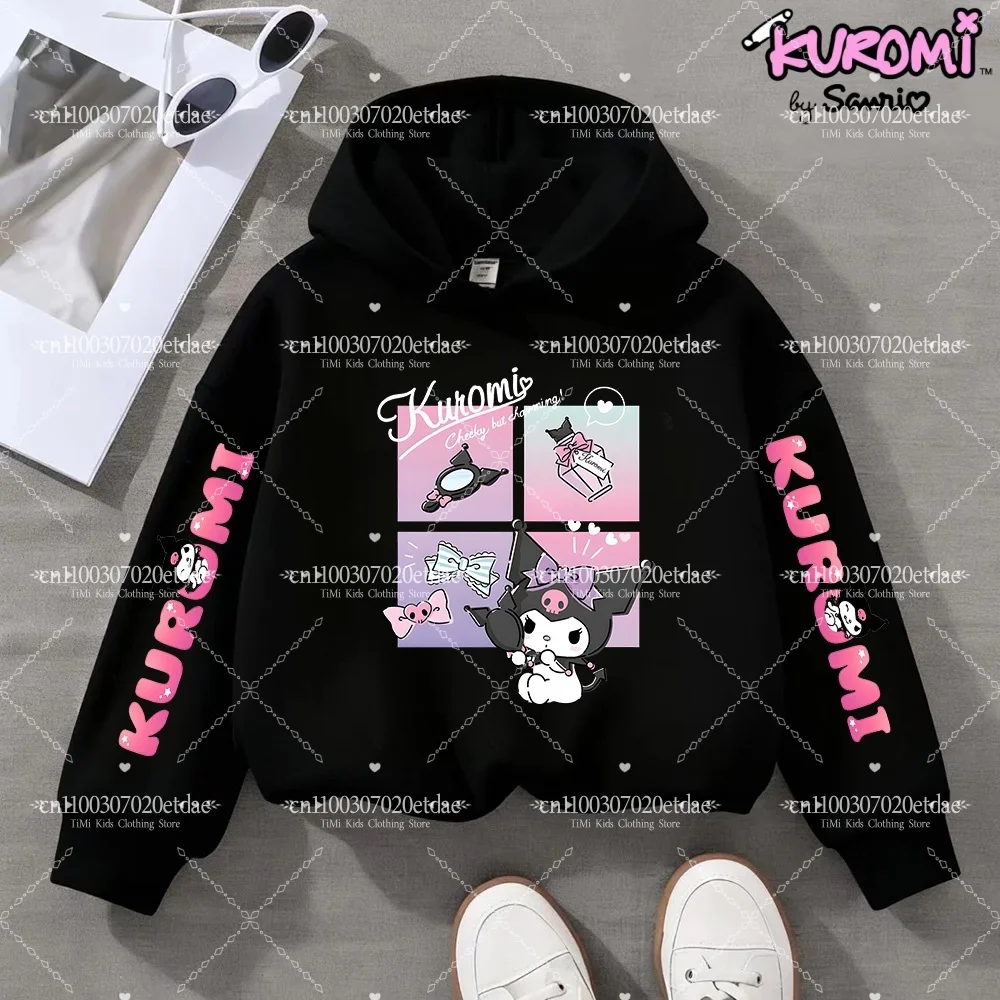 سانريو Kawaii Kuromi هوديي ملابس شاحنة للأطفال ملابس الفتيات أزياء طفل الفتيان ملابس الخريف مرحبا كيتي البلوز هدية #3