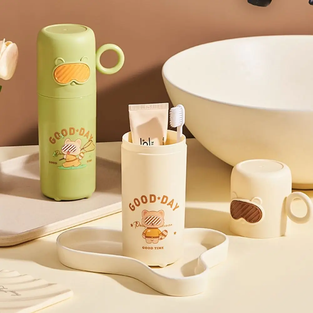 New Little Raccoon Washing Cup Large Capacity Portable Toothbrush Cup Cartoon Toothbrush Box Home Travel