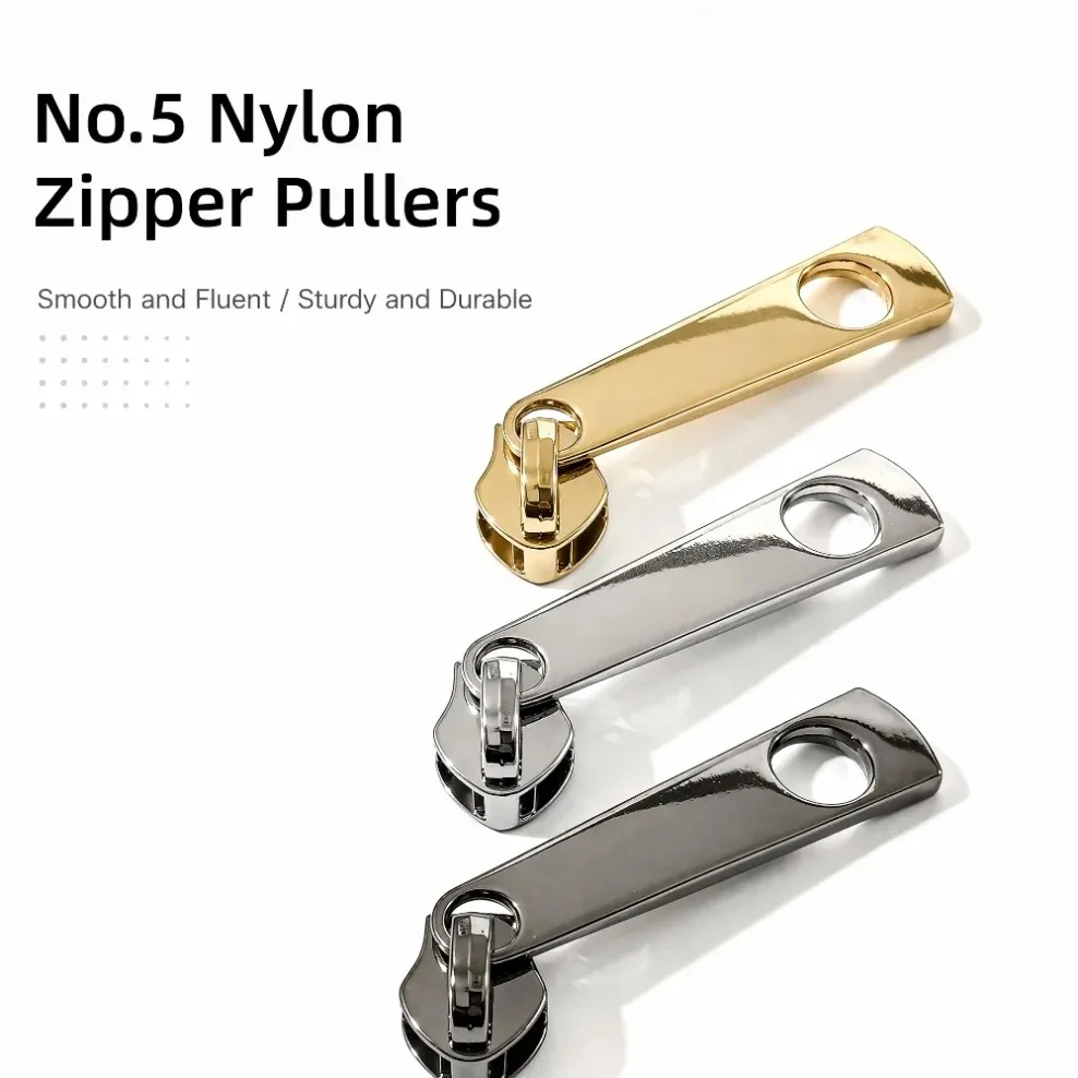 5/10/30Pcs 5# Zipper Puller for Nylon Zippers Zips Slider Heads Repair Kits DIY Garment Sewing Accessories Wholesale