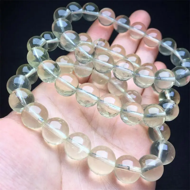 12MM Natural Lemon Citrine Bracelet Women Charms Yoga Meditation Amulet Strand Bangles Vintage Jewelry Gift 1pcs