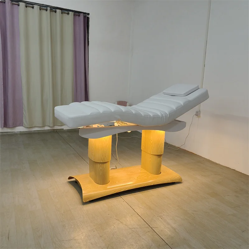 Modern minimalist salon furniture massage bed luxury 4 motor electric adjustable white facial eyelashes beauty bed with light