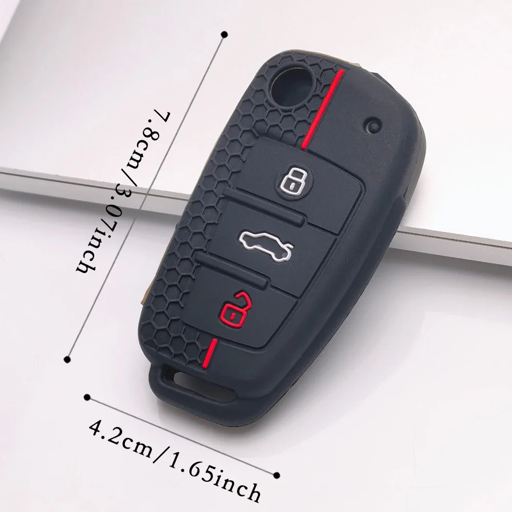 Silicone Key Case Cover Shell for Audi A4 B7 A6 C6 4f 8v A3 8p A1 A3 Accessories Auto Remote Key Holder 3 Button Jacket view 5