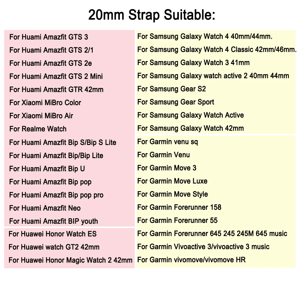 20 มม.สําหรับนาฬิกา Garmin Vivoactive 5 3 Forerunner 165 55 245 645 Venu Sq 2 Plus สายรัดข้อมือซิลิโคน smartwatch Bands