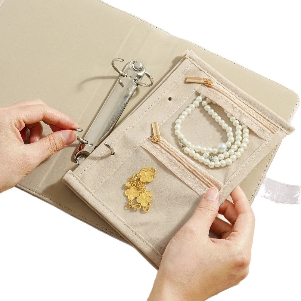 Transparent Jewelry Storage Book with Zipper Velvet Binder Storage Book Clear Pockets Luxury PU Leather Jewelry Packaging Box