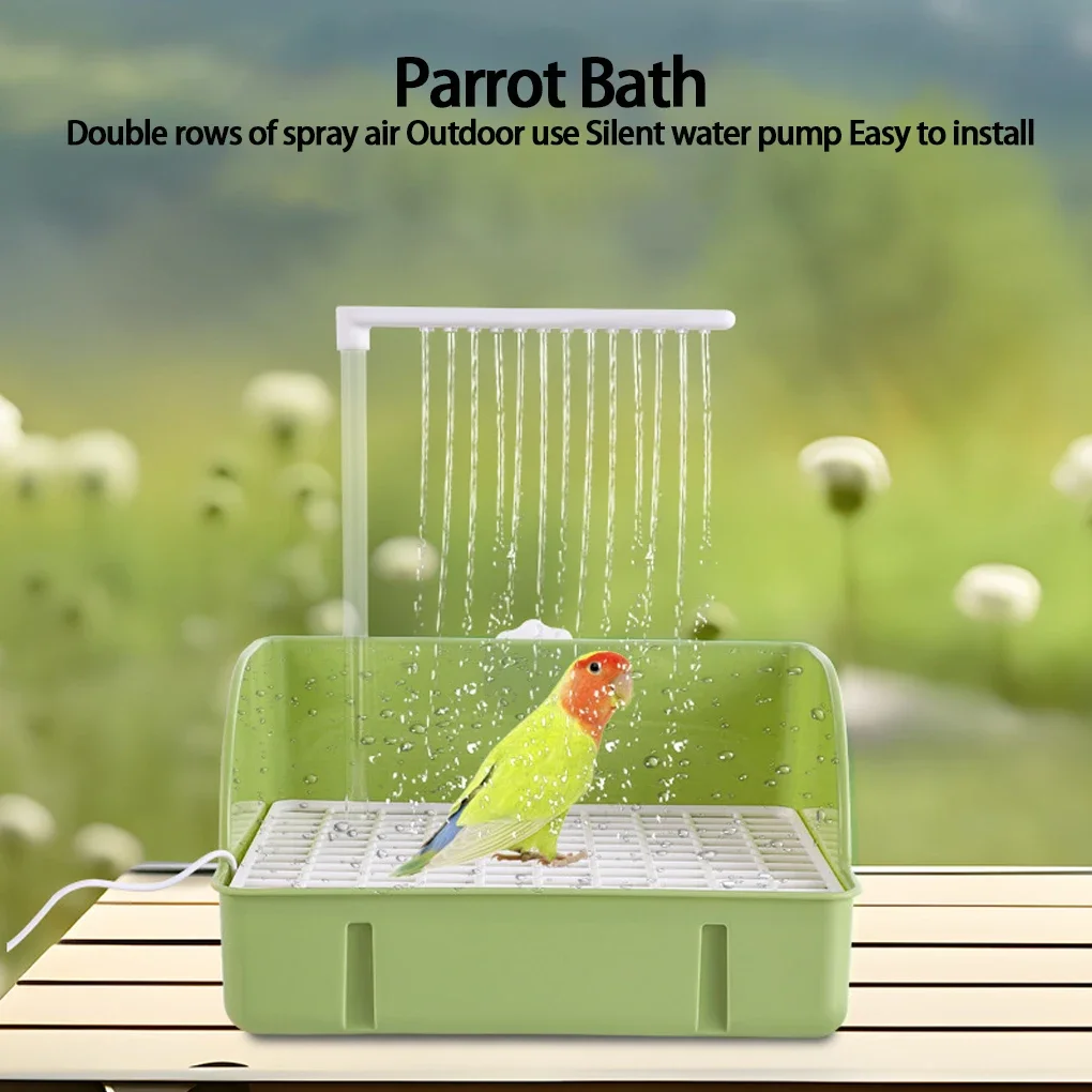 

Parrot Bath Tub Bird Automatic Bathtub with Multiple Faucets Automatic Shower Bathtub for Small Medium Parakeet Cleaning Bath