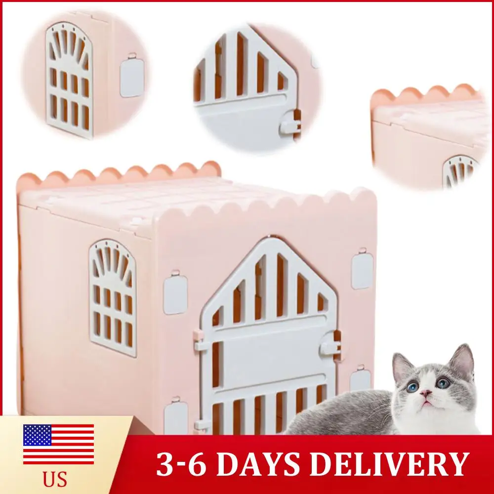 

Пластиковый домик для кошек, складной, с дверцей для выхода, для использования в помещении и на улице