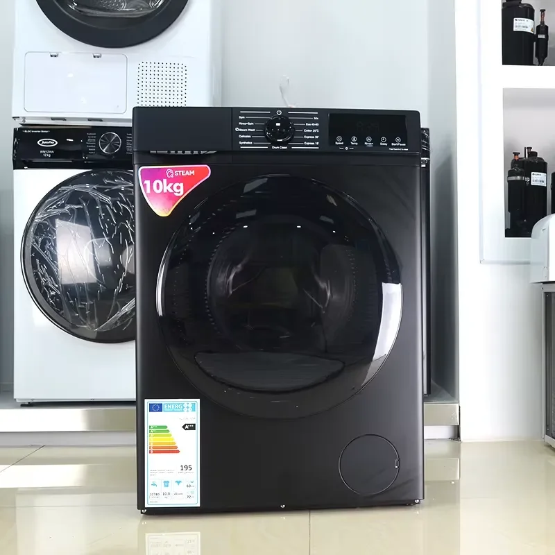 10kg Front Load Washing Machine 1400RPM Stainless Steel Drum Energy Efficient Grade 2 Fully Automatic Laundry Washer for Home