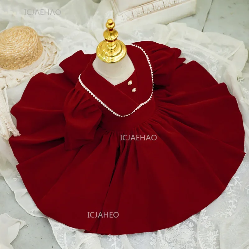 Girls First Birthday Party Dress for Host Piano Recital Princess Gown Elves Pageant Formal Dresses for Christmas Spring Autumn