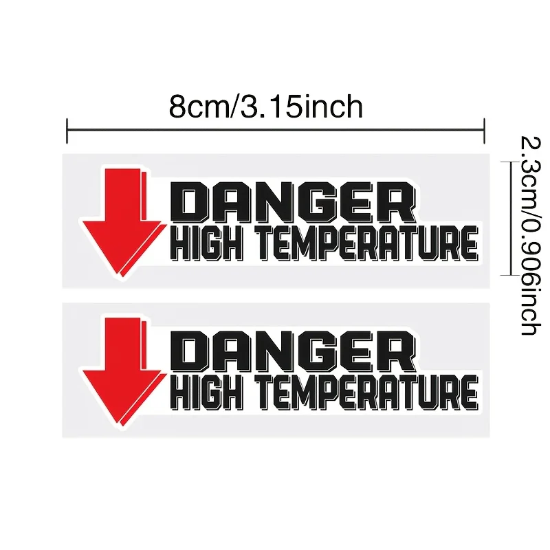 Danger High Temp Red Arrow Vinyl Decals 2 PCS Set Heat Resistant Waterproof Stickers For Motorcycle Exhaust Engine Bay Decor