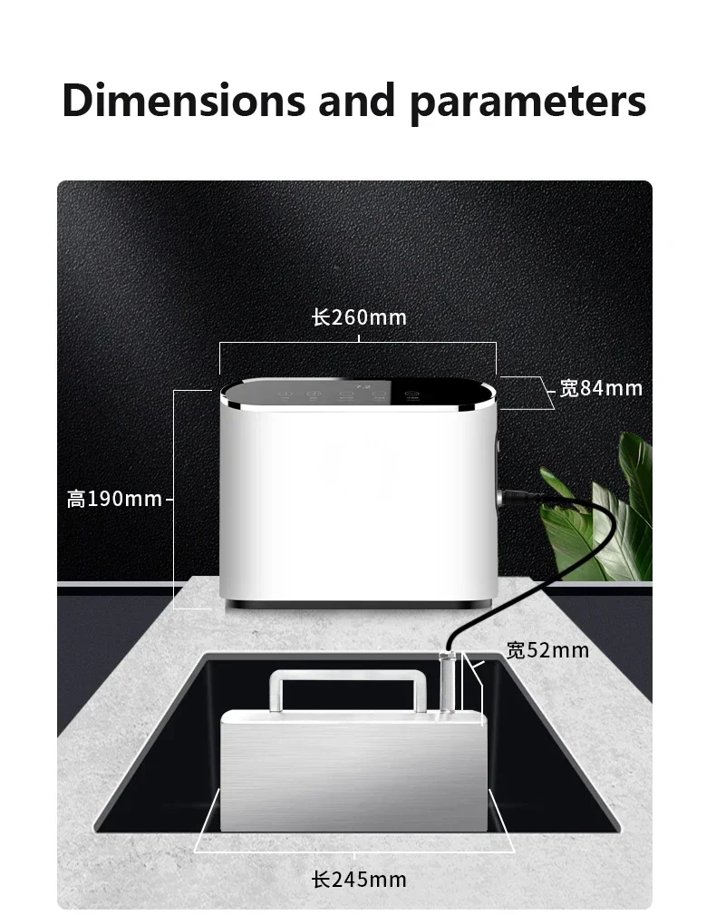 Lavastoviglie lavello ad ultrasuoni lavastoviglie Desktop domestico piccola lavatrice multifunzione per la purificazione degli alimenti senza installazione
