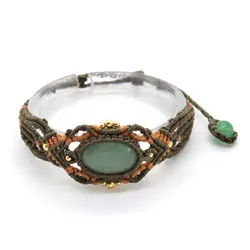 Handmade Braided Crystal Oval Stone Macrame Bracelets For Women Natural Amethyst Quartz Rope Wrapped Weave Bracelet Jewelry