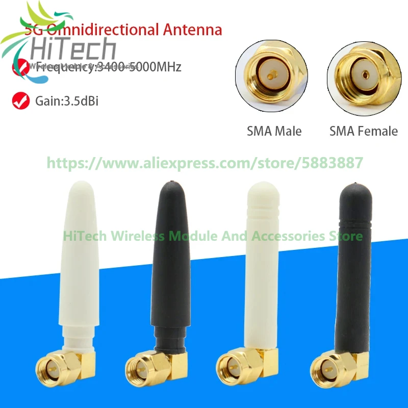 2 piece 2PCS/lot 5G NR antenna 3400-5000MHZ Omnidirectional  SMA male /RP-SMA Elbow Connector 3.5DBi for RM520N-GL