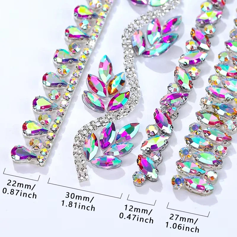 90cm Rhinestone Chain DIY Handmade Collars Belts Bag Shoes Clothing Accessories AB Hot Fix Shiny Crystal Trim Sparkling Applique