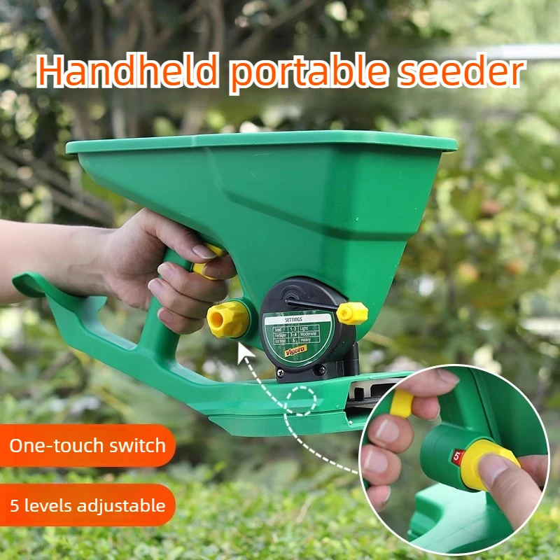 Small Lawn Seed Spreader 5 Gears Manual Portable Vegetables Fertilizer Applicator Hand Held Seeder Fertilizer Grass Garden Tools