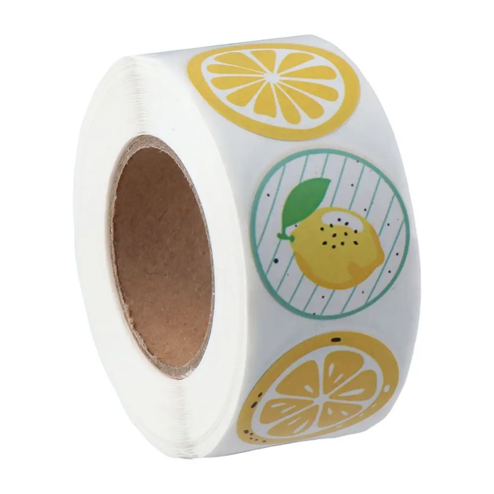 Klein Bedrijf Ronde Vorm Fruit Schattige Stickers Rol Citroenstickers Label