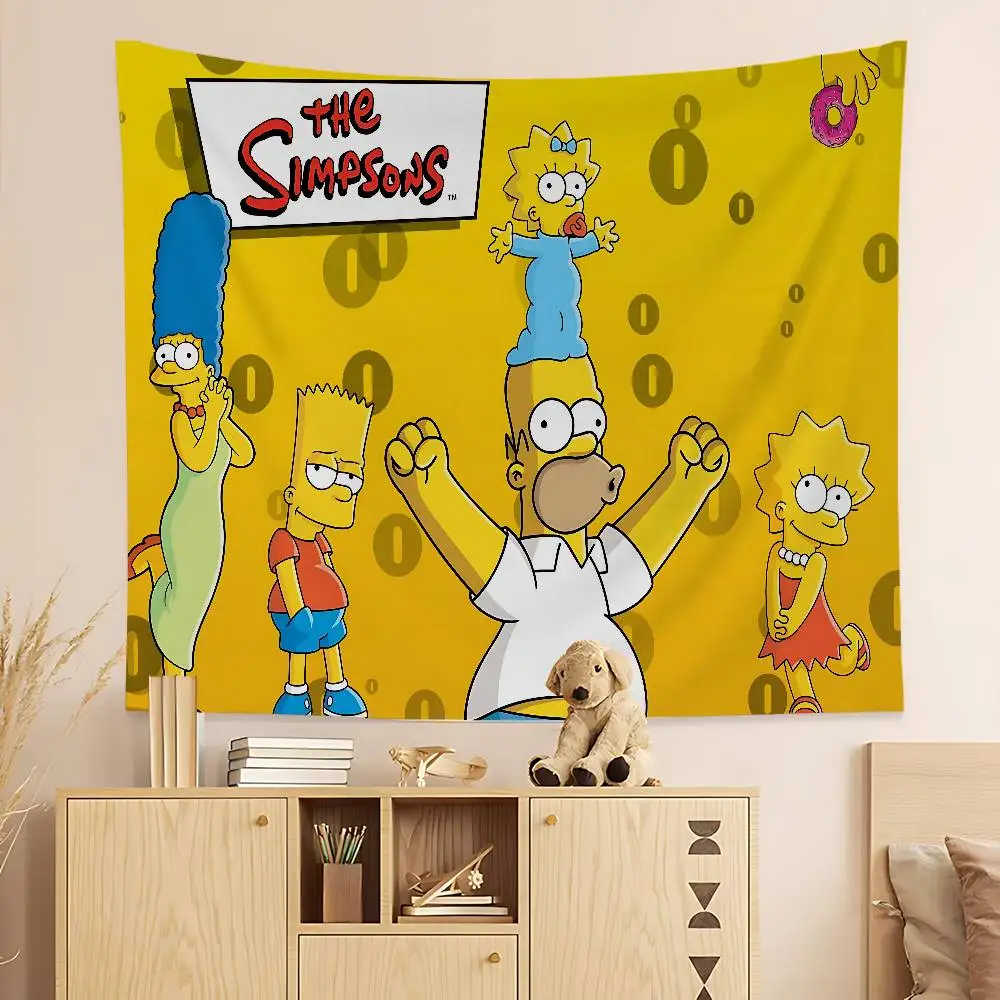 Cartoon The S-Simpsons Anime Tapestry Hippie Flower Wall Carpets Dorm Decor Wall Hanging Home Decor